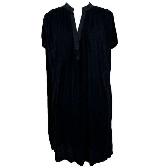 Clu Black Casual Dress Rayon Pleated Detail V-Neck XS Made in USA - Picture 1 of 14